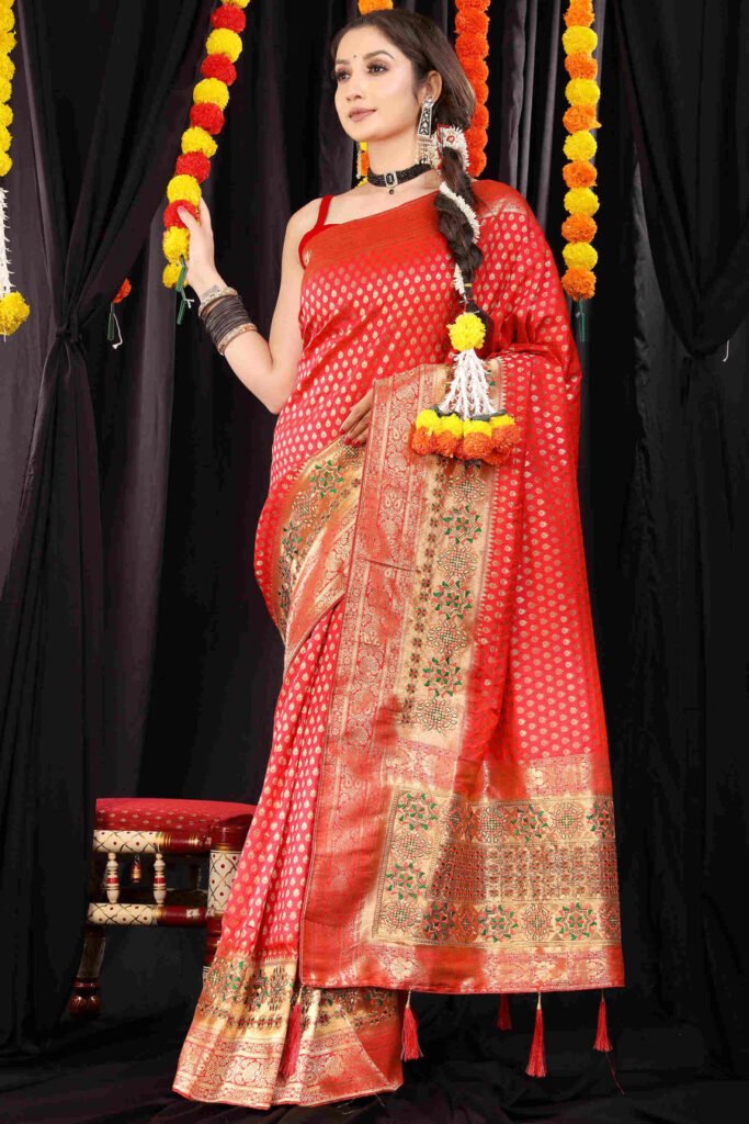 red banarasi saree