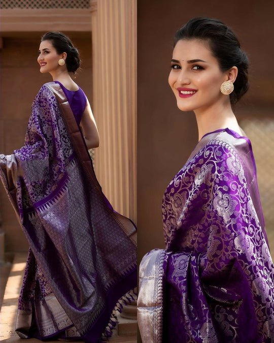 Purple Soft Banarasi Silk Sarees